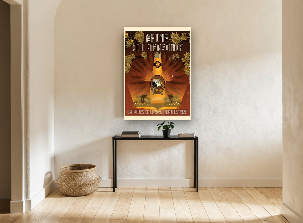 Amazon Queen Beer kitchen canvas print on the wall of a hallway