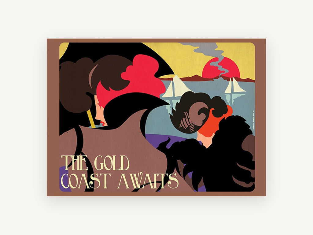 Gold Coast Awaits, vintage canvas wall art print, front view