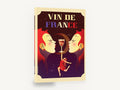Moonlit Wine Toast, vin de france retro wine poster, kitchen canvas wall art print ready to hang