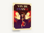 Moonlit Wine Toast, vin de france retro wine poster, kitchen canvas wall art print ready to hang