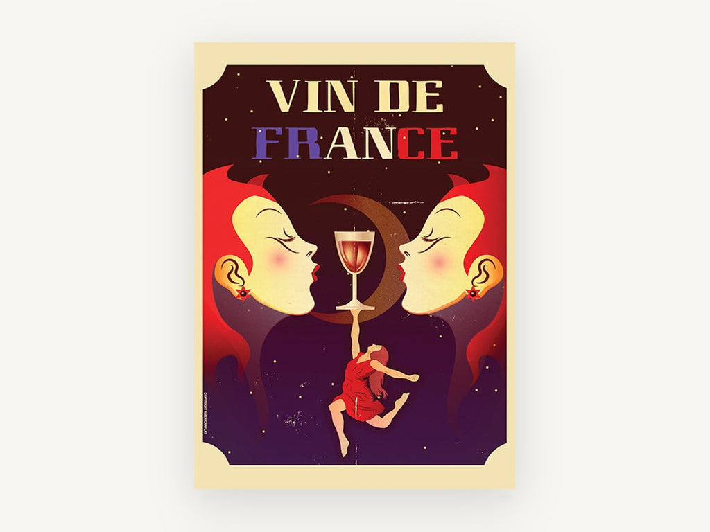 Moonlit Wine Toast, kitchen canvas wall art print, front view