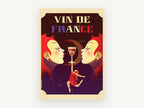 Moonlit Wine Toast, kitchen canvas wall art print, front view