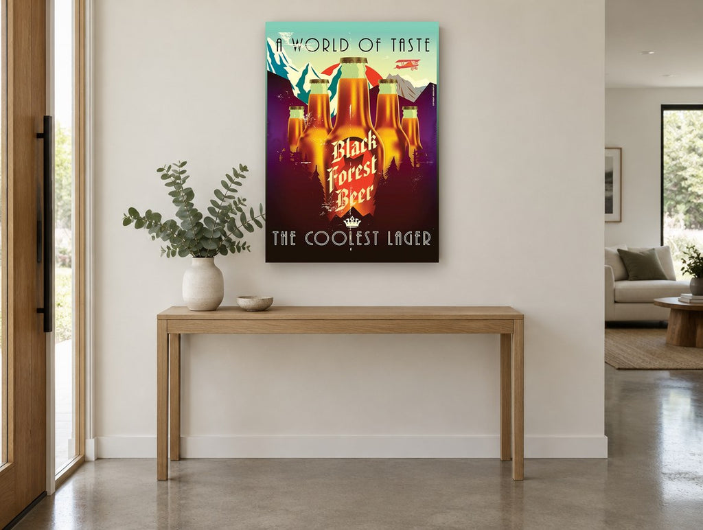Black Forest Lager kitchen canvas print on the wall of a entry hall