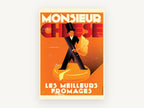 Monsieur Fromage Poster, kitchen canvas wall art print, front view