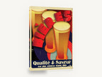 Bières Qualité Saveur, vintage french beer glasses poster, kitchen canvas wall art print ready to hang
