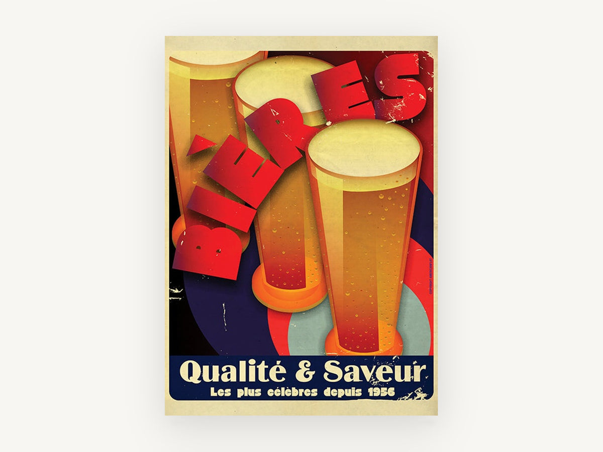 Bières Qualité Saveur, kitchen canvas wall art print, front view