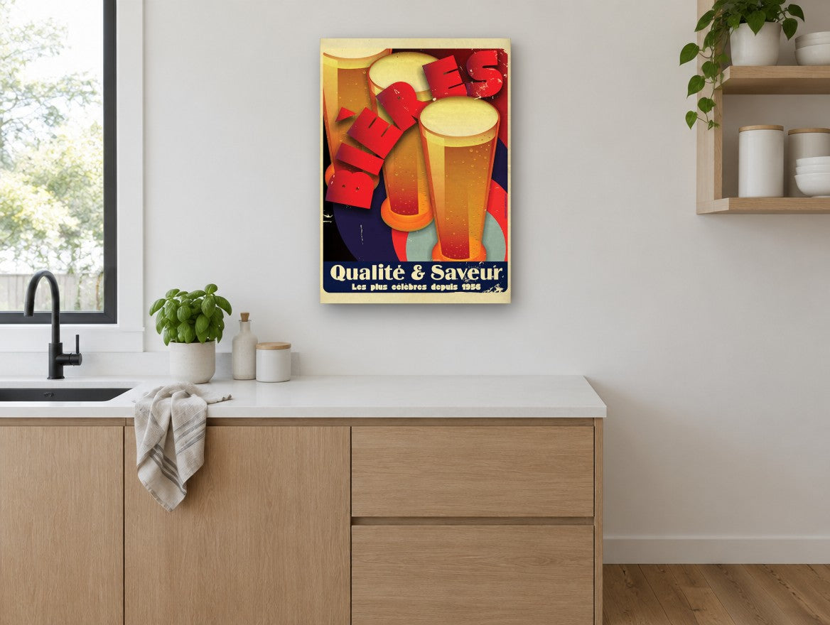 Bières Qualité Saveur kitchen canvas print on the wall of a kitchen