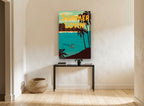 Summer Lovin' Lagoon coastal canvas print on the wall of a hallway