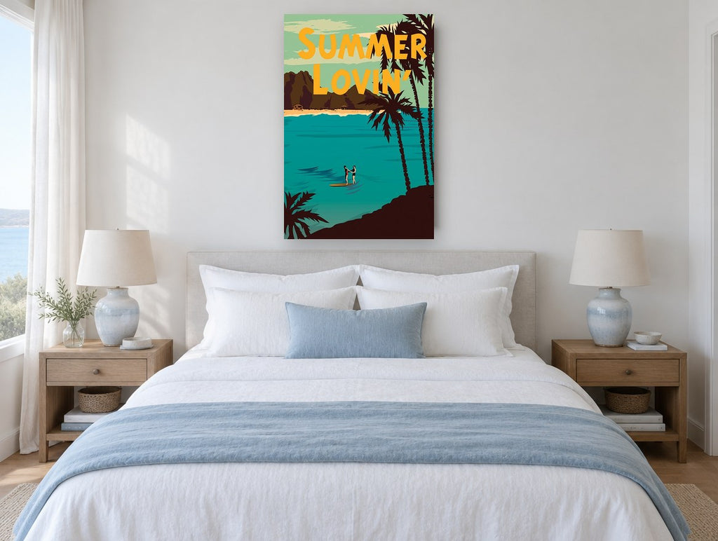 Summer Lovin' Lagoon coastal canvas print on the wall of a coastal bedroom