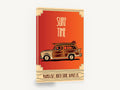 Woody Wagon Surf Time, retro woody wagon surf poster, coastal canvas wall art print ready to hang