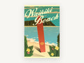 Waikiki Surfboard Poster, coastal canvas wall art print, front view