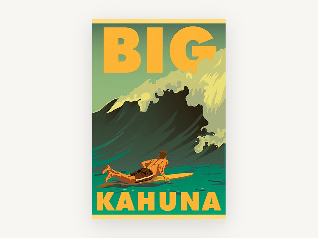 Big Kahuna Surf Poster, coastal canvas wall art print, front view