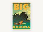 Big Kahuna Surf Poster, coastal canvas wall art print, front view