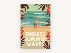 Hibiscus Surf Poster, coastal canvas wall art print, front view