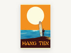 Surfer at Sunset Poster, coastal canvas wall art print, front view