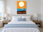 Surfer at Sunset Poster coastal canvas print on the wall of a coastal bedroom