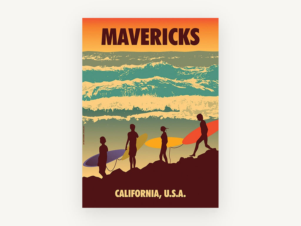 Dawn Patrol Surfers, coastal canvas wall art print, front view