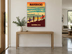 Dawn Patrol Surfers coastal canvas print on the wall of a entry hall