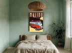 Malibu Combi Sunset coastal canvas print on the wall of a bedroom