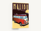 Malibu Combi Sunset, malibu surf van retro poster, coastal canvas wall art print ready to hang