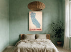 California Town Map city canvas print on the wall of a bedroom