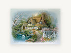Swan Pond Cottage, vintage canvas wall art print, front view