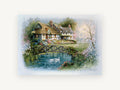 Swan Pond Cottage, vintage canvas wall art print, front view