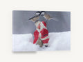Chickadees Meet Santa, chickadees on santa figurines photograph, animal canvas wall art print ready to hang