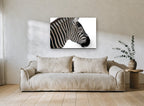 Zebra in Profile animal canvas print on the wall of a living room