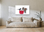 Chickadee and Squirrel animal canvas print on the wall of a living room