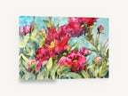 Crimson Peony Garden, red peonies watercolour floral garden, floral canvas wall art print ready to hang