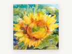 Open Sunflower Bloom, floral canvas wall art print, front view