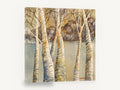 Birch Grove Haze, watercolour birch trees earth tones, landscape canvas wall art print ready to hang