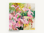 Pink Lily Bouquet, pink lily bouquet watercolour floral, floral canvas wall art print ready to hang