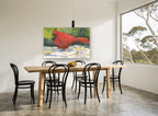 Snowbound Red Cardinal landscape canvas print on the wall of a dining room