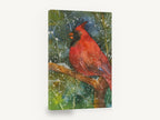 Snowfall Cardinal, red cardinal watercolour bird portrait, animal canvas wall art print ready to hang