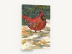 Cardinal in Falling Snow, red cardinal snow watercolour, animal canvas wall art print ready to hang