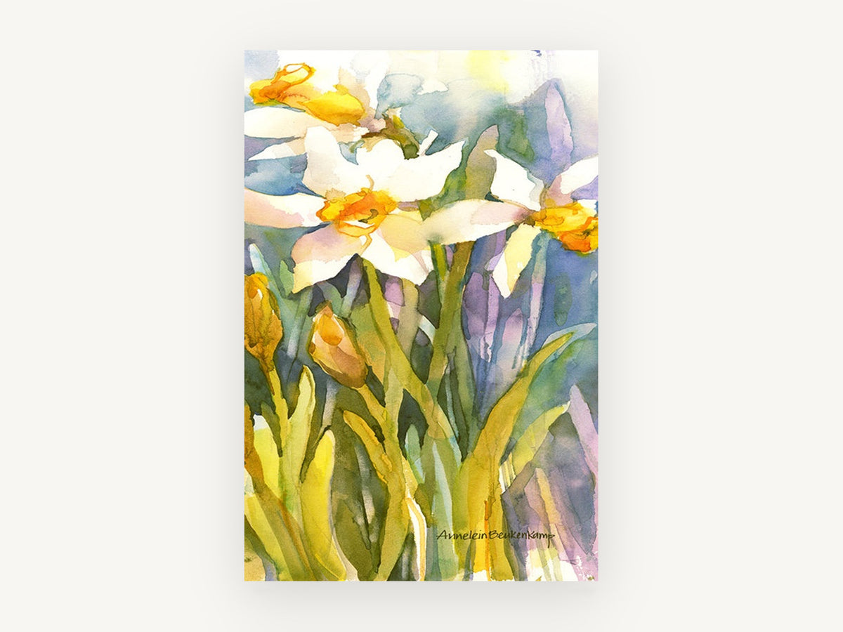 Daffodils in Soft Light, floral canvas wall art print, front view