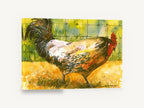 Rooster by the Wire, watercolour rooster farmyard fence, landscape canvas wall art print ready to hang