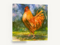 Strutting Amber Rooster, orange rooster watercolour portrait, animal canvas wall art print ready to hang