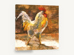 Barnyard Rooster Strut, rooster watercolour barn portrait, animal canvas wall art print ready to hang