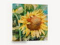 Sunflower in Full Face, yellow sunflower watercolour floral, floral canvas wall art print ready to hang