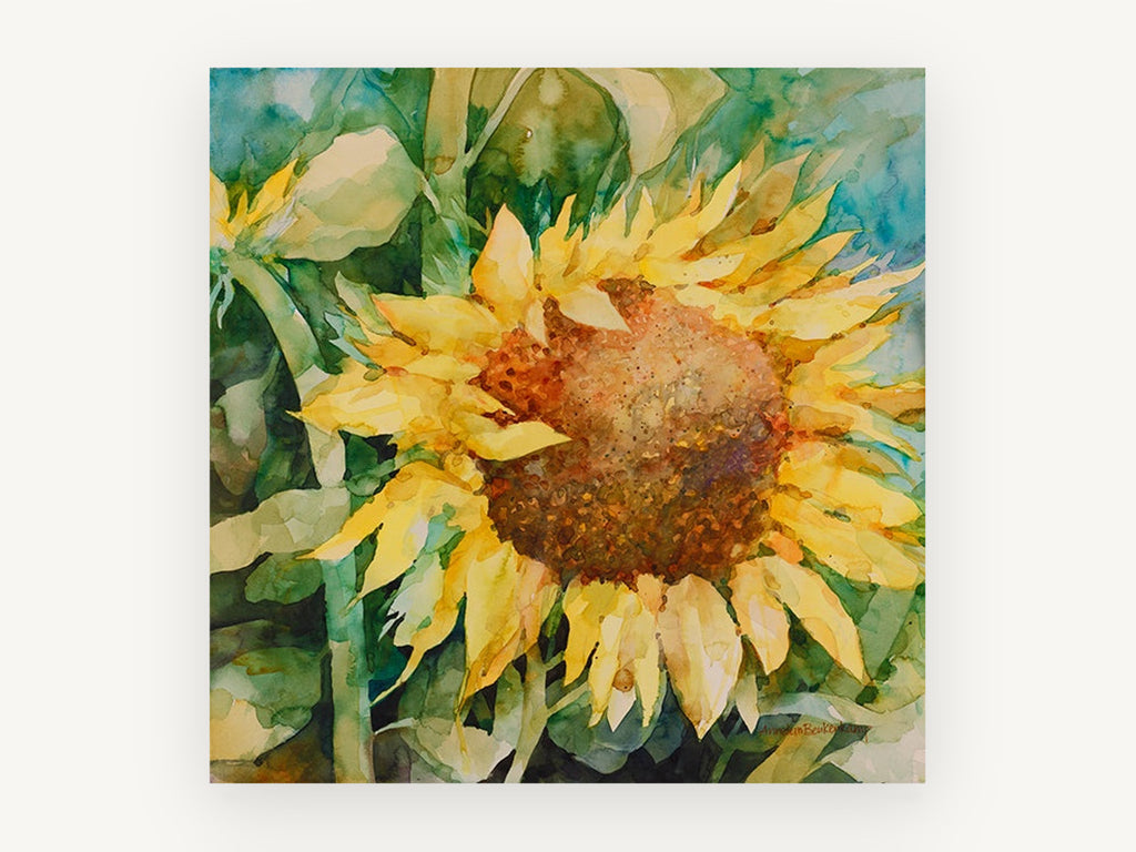 Sunflower in Full Face, floral canvas wall art print, front view
