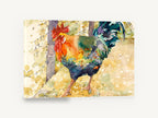 Rooster by the Wire, colourful rooster watercolour portrait, animal canvas wall art print ready to hang