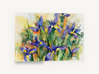 Iris Garden Bloom, purple iris watercolour floral, floral canvas wall art print ready to hang