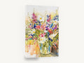 Wildflower Jar Burst, mixed wildflower bouquet watercolour floral, floral canvas wall art print ready to hang