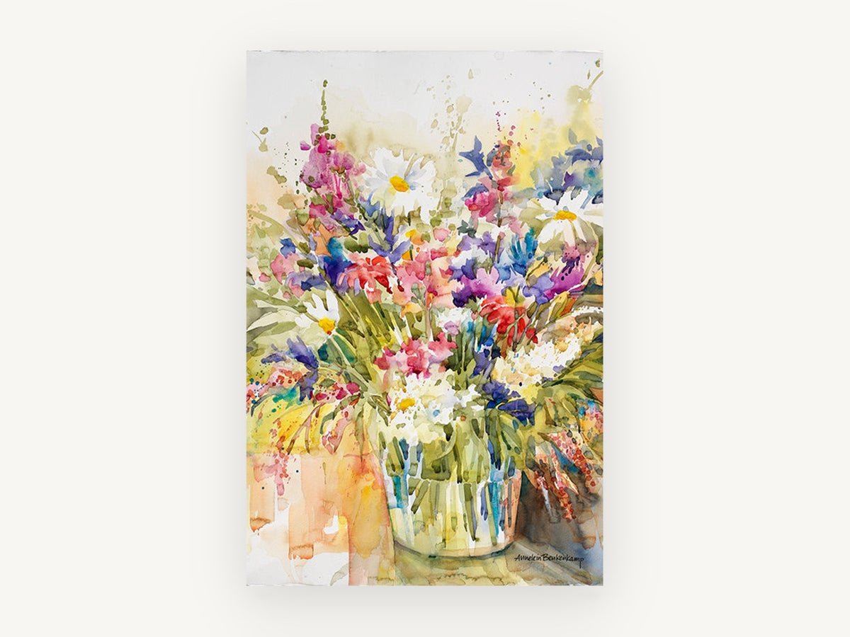 Wildflower Jar Burst, floral canvas wall art print, front view