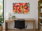 Poppy Field Glow floral canvas print on the wall of a study