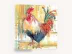 Strutting Watercolour Rooster, rooster watercolour farm bird, animal canvas wall art print ready to hang