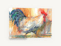 Rooster on the Move, rooster watercolour portrait, animal canvas wall art print ready to hang